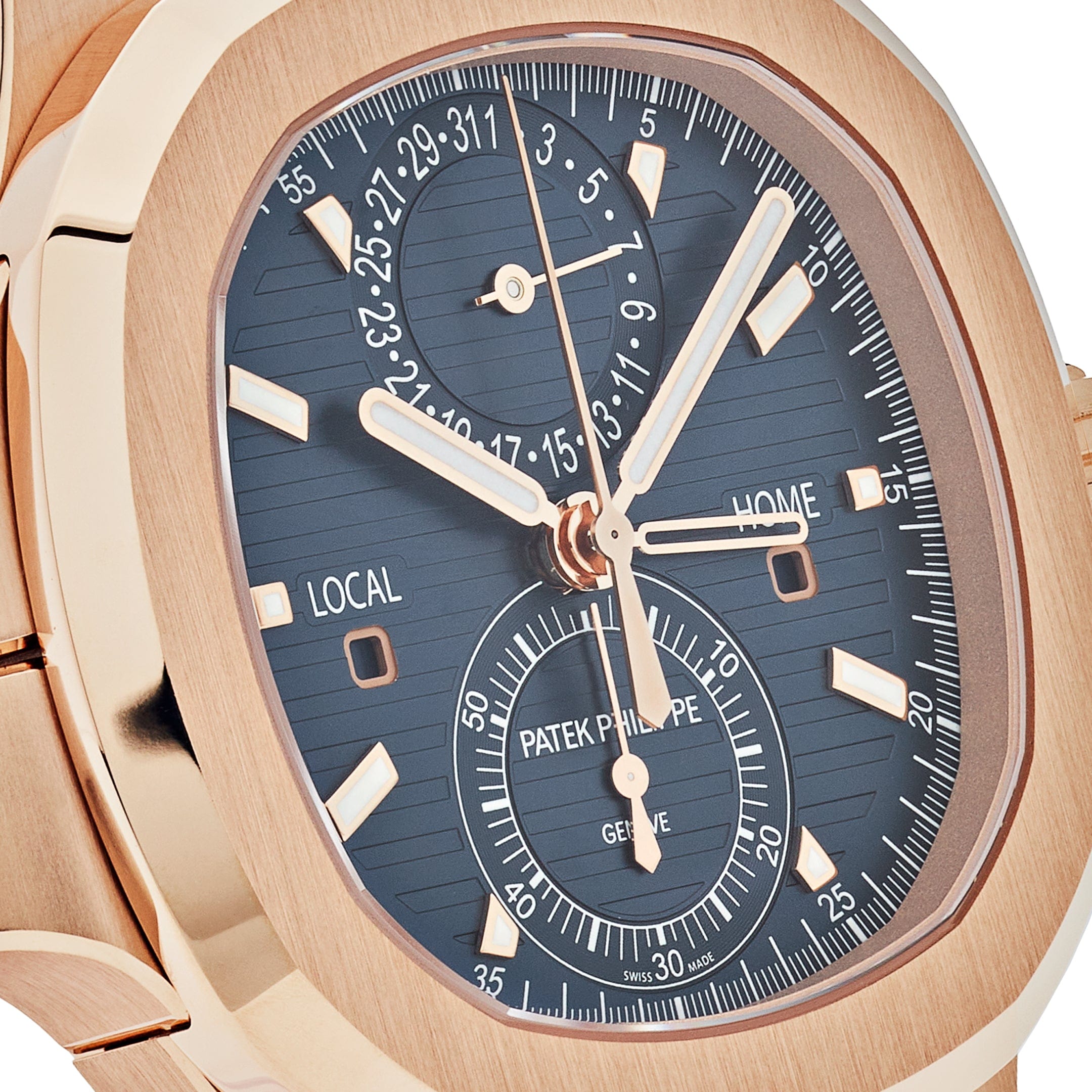 Patek Philippe Nautilus 3285 V3 – Swiss Super Clone 5990/1R-001 Travel Time Flyback Chronograph Rose Gold Blue Dial (2025)
